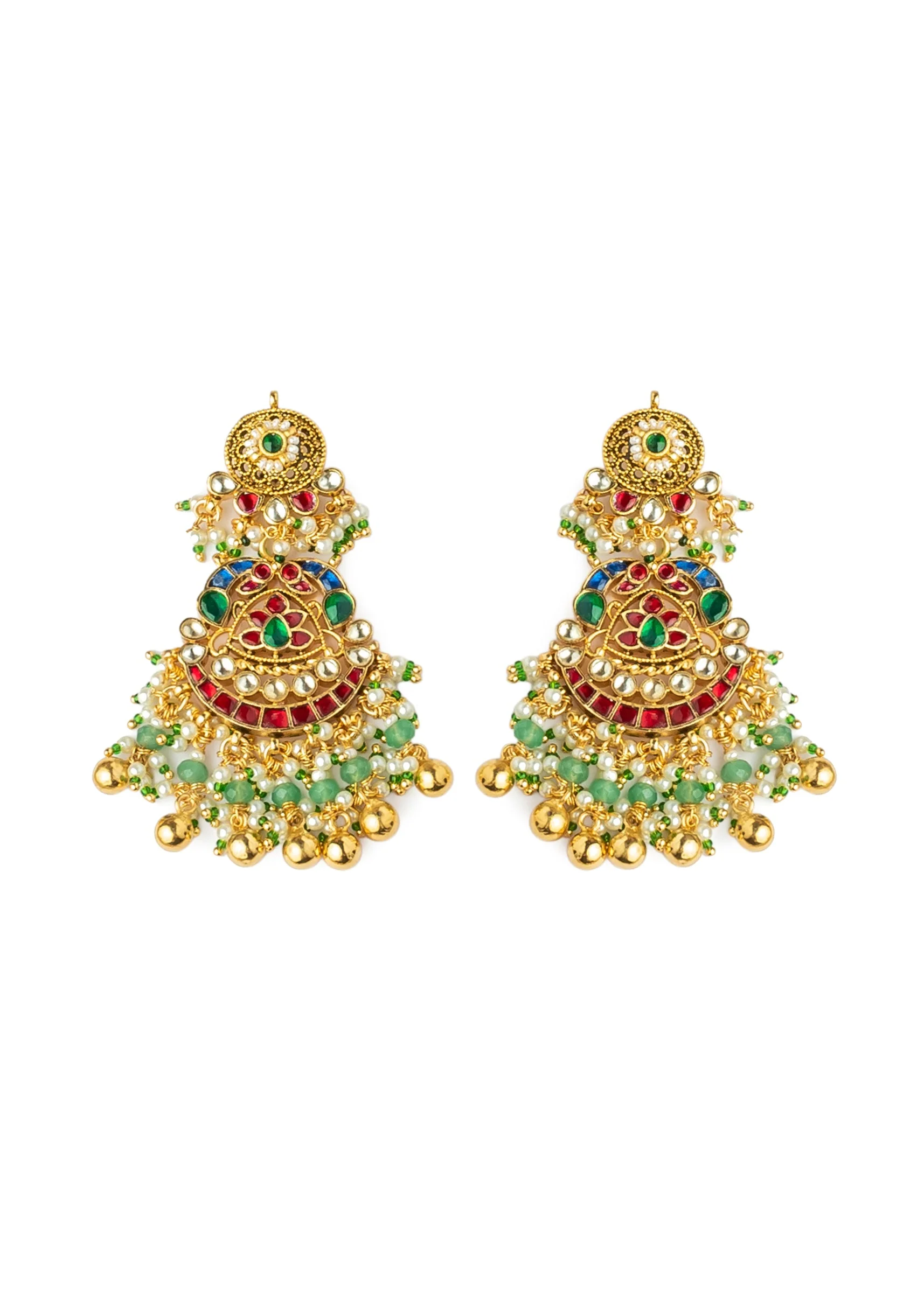 Gold Plated Pink Synthetic Stone Necklace Set With Earrings And Maangtikka