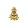 Gold Plated Pink Synthetic Stone Necklace Set With Earrings And Maangtikka
