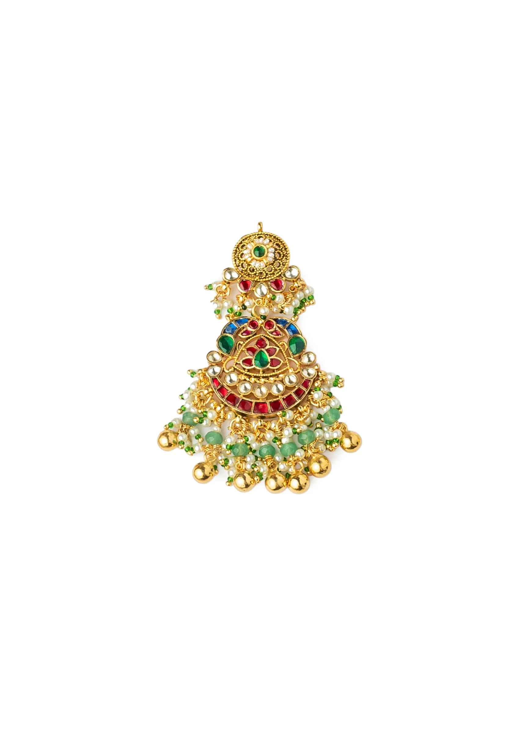 Gold Plated Pink Synthetic Stone Necklace Set With Earrings And Maangtikka