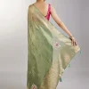 Pista Green Tissue Saree With Embroidered Butti