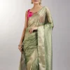 Pista Green Tissue Saree With Embroidered Butti