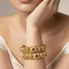 Gold Plated Pink Temple Bangles