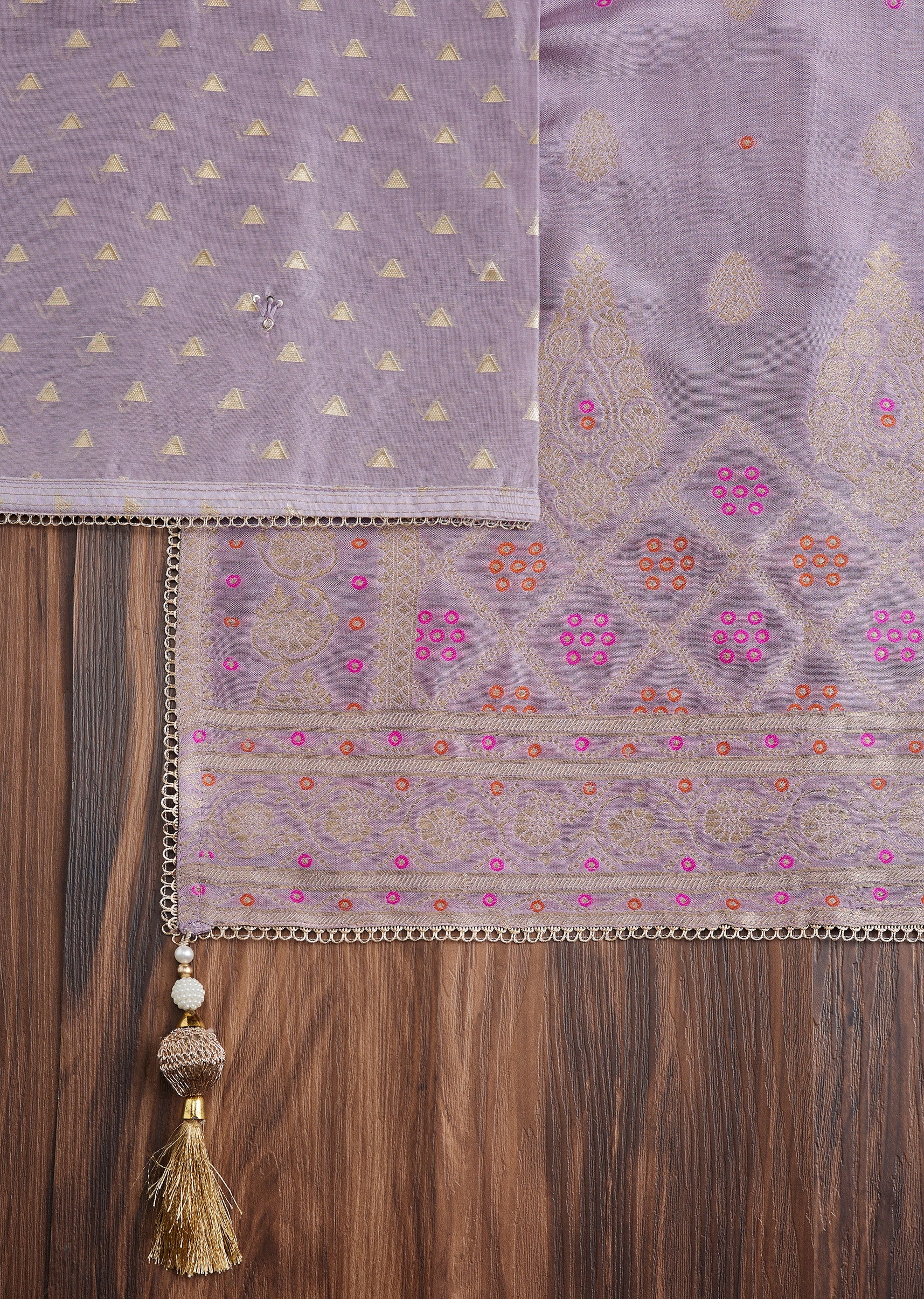 Purple Tissue Brocade Suit