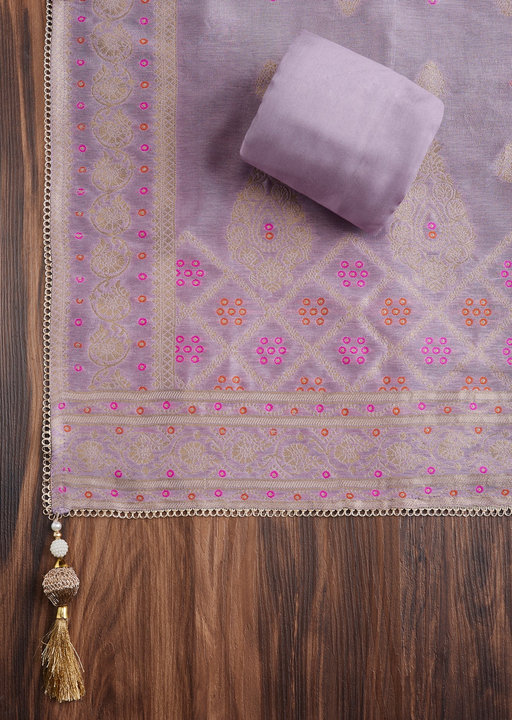 Purple Tissue Brocade Suit
