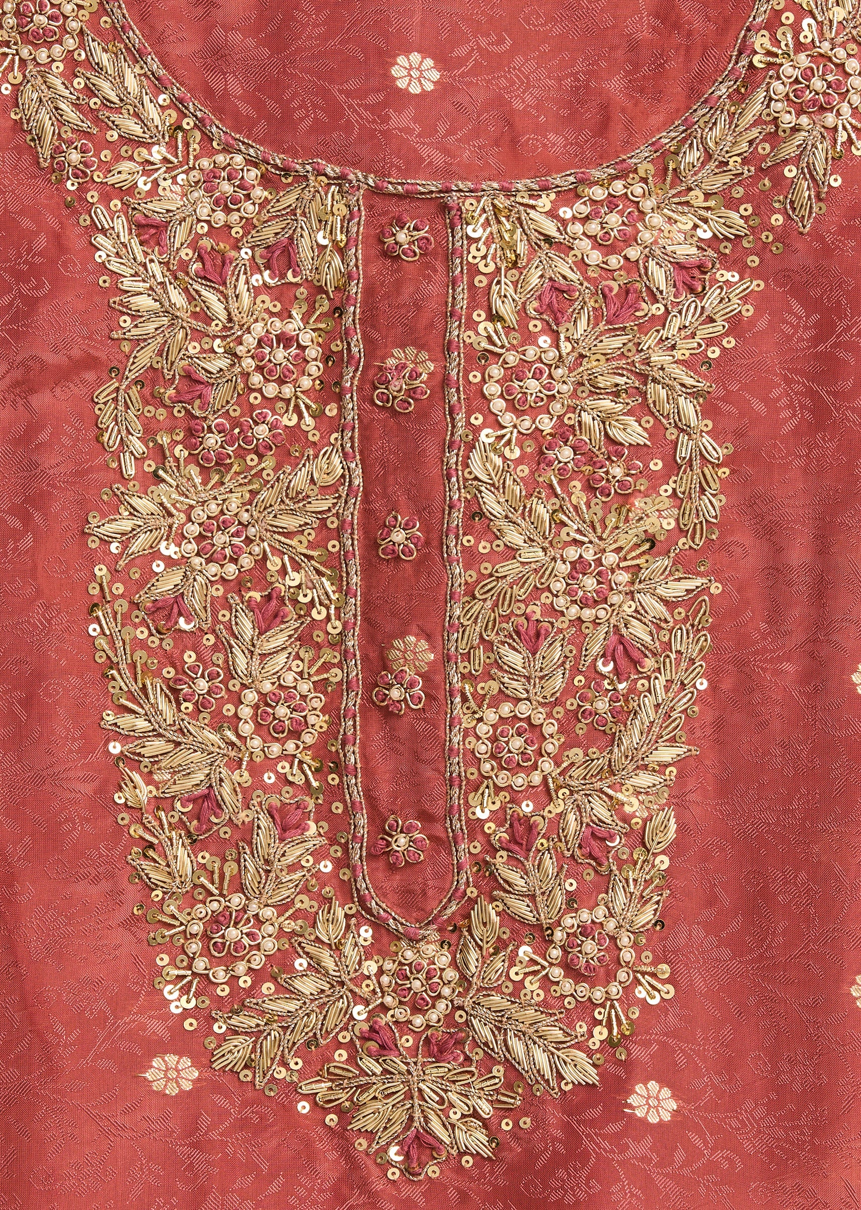 Orange Crepe Unstitched Suit With Dupatta and Bottom Fabric