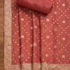 Orange Crepe Unstitched Suit With Dupatta and Bottom Fabric