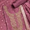 Purple Jacquard Unstitched Suit With Dupatta