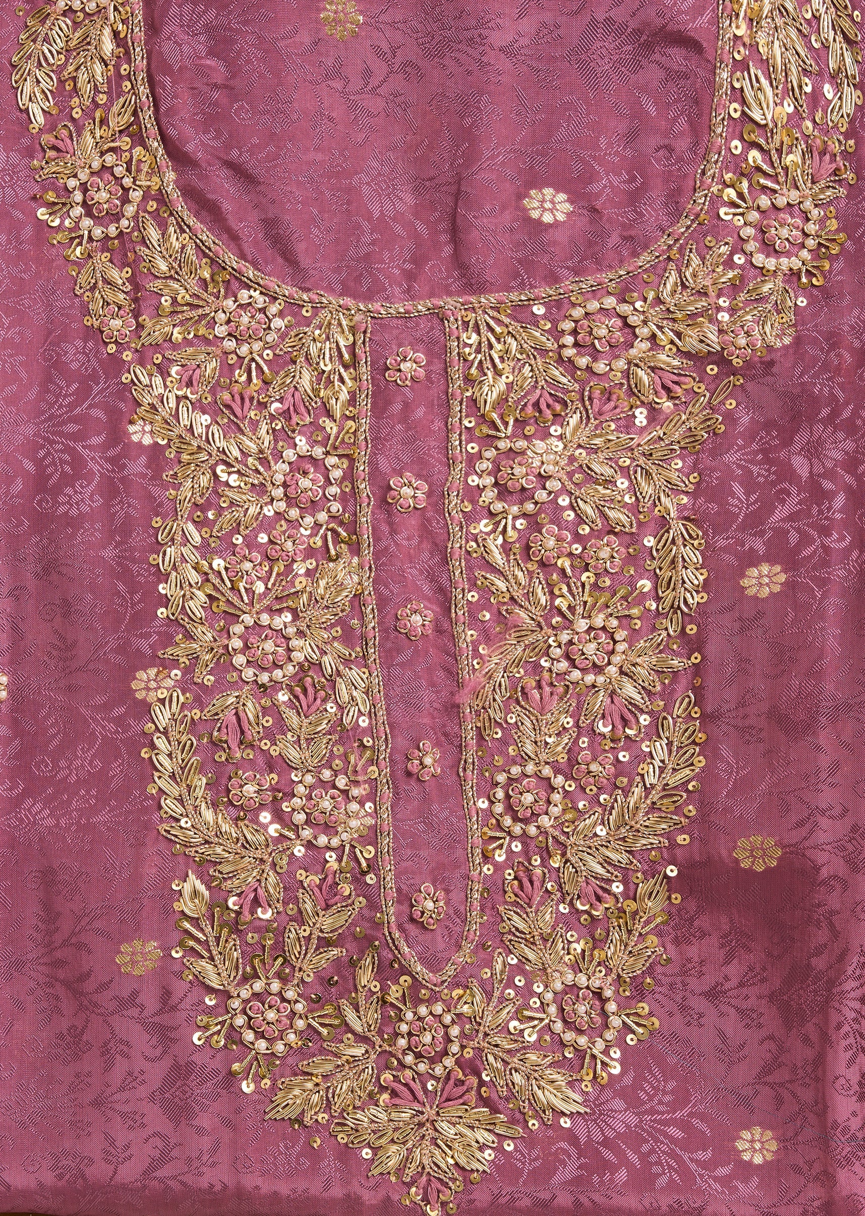 Purple Jacquard Unstitched Suit With Dupatta
