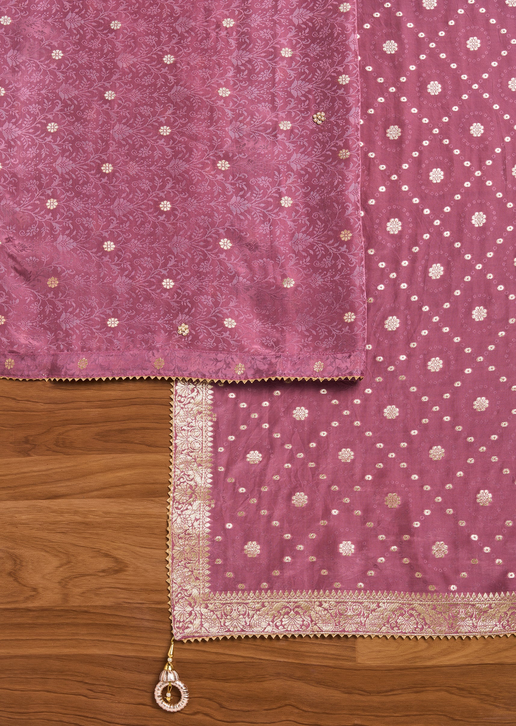Purple Jacquard Unstitched Suit With Dupatta