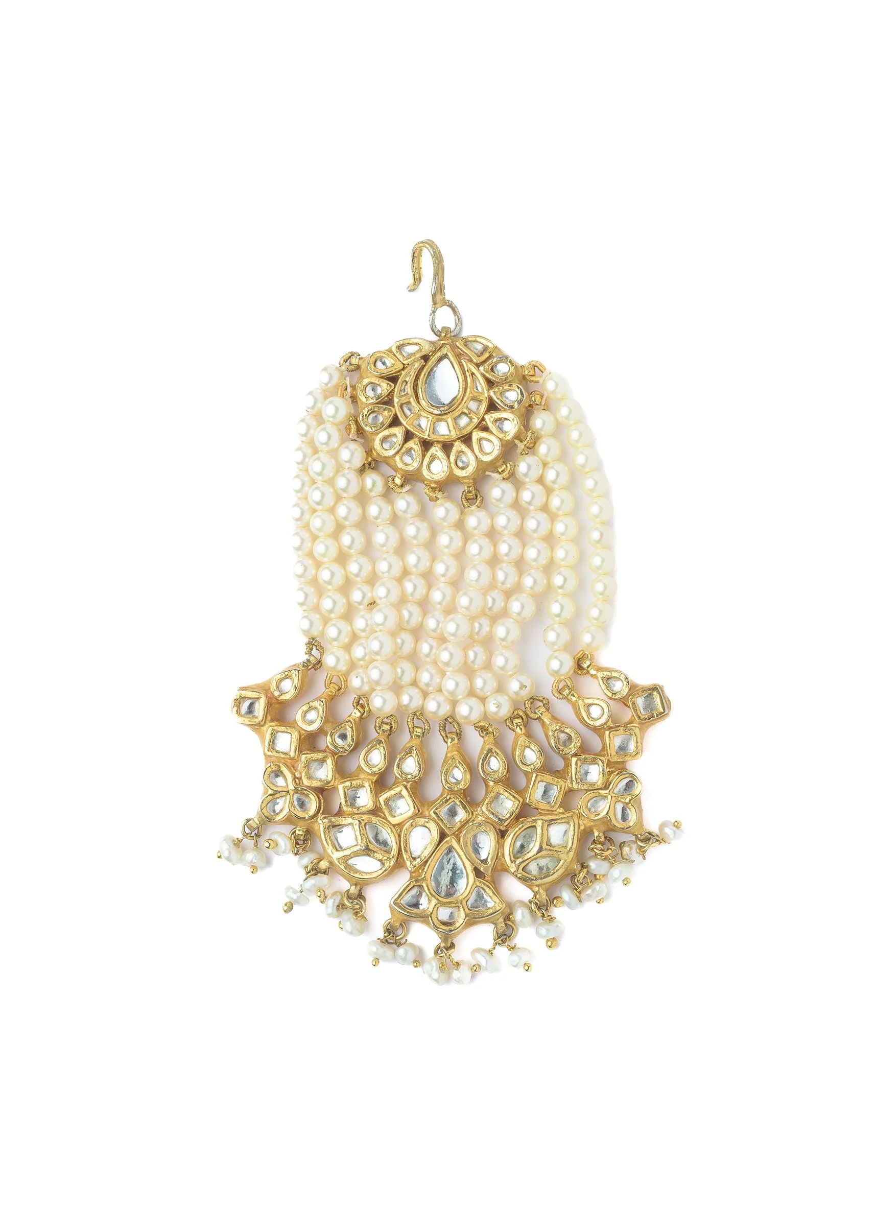 Gold Plated White Beaded Pasa