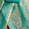 Green Tissue Unstitched Suit Set with Dupatta