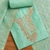 Sea Green Chanderi Unstitched Suit With Dupatta