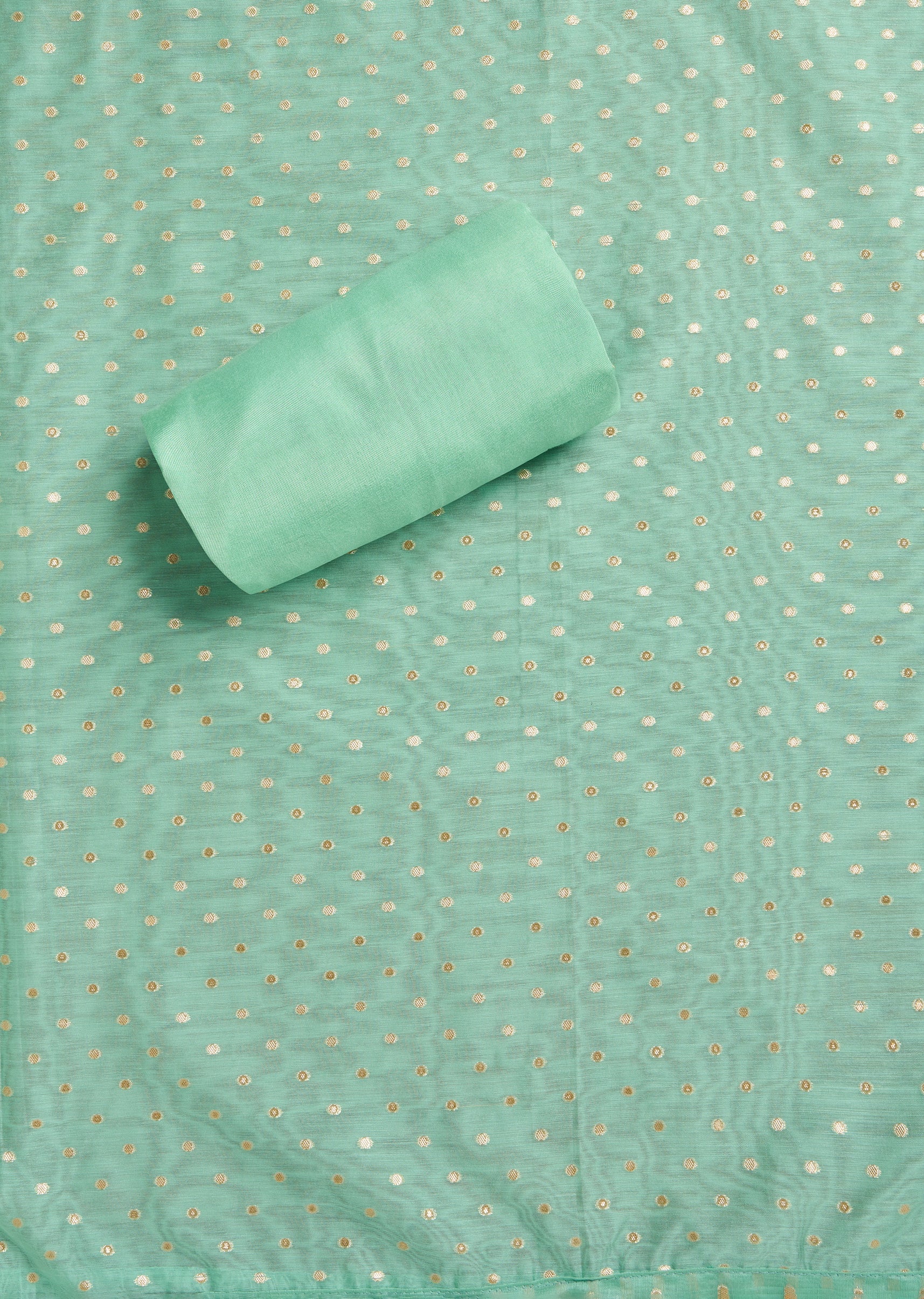 Sea Green Chanderi Unstitched Suit With Dupatta
