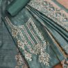 Greyish Blue Tussar Unstitched Suit With Dupatta