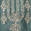 Greyish Blue Tussar Unstitched Suit With Dupatta