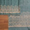 Greyish Blue Tussar Unstitched Suit With Dupatta