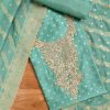 Unstitched Blue Chanderi Suit with Matching Dupatta