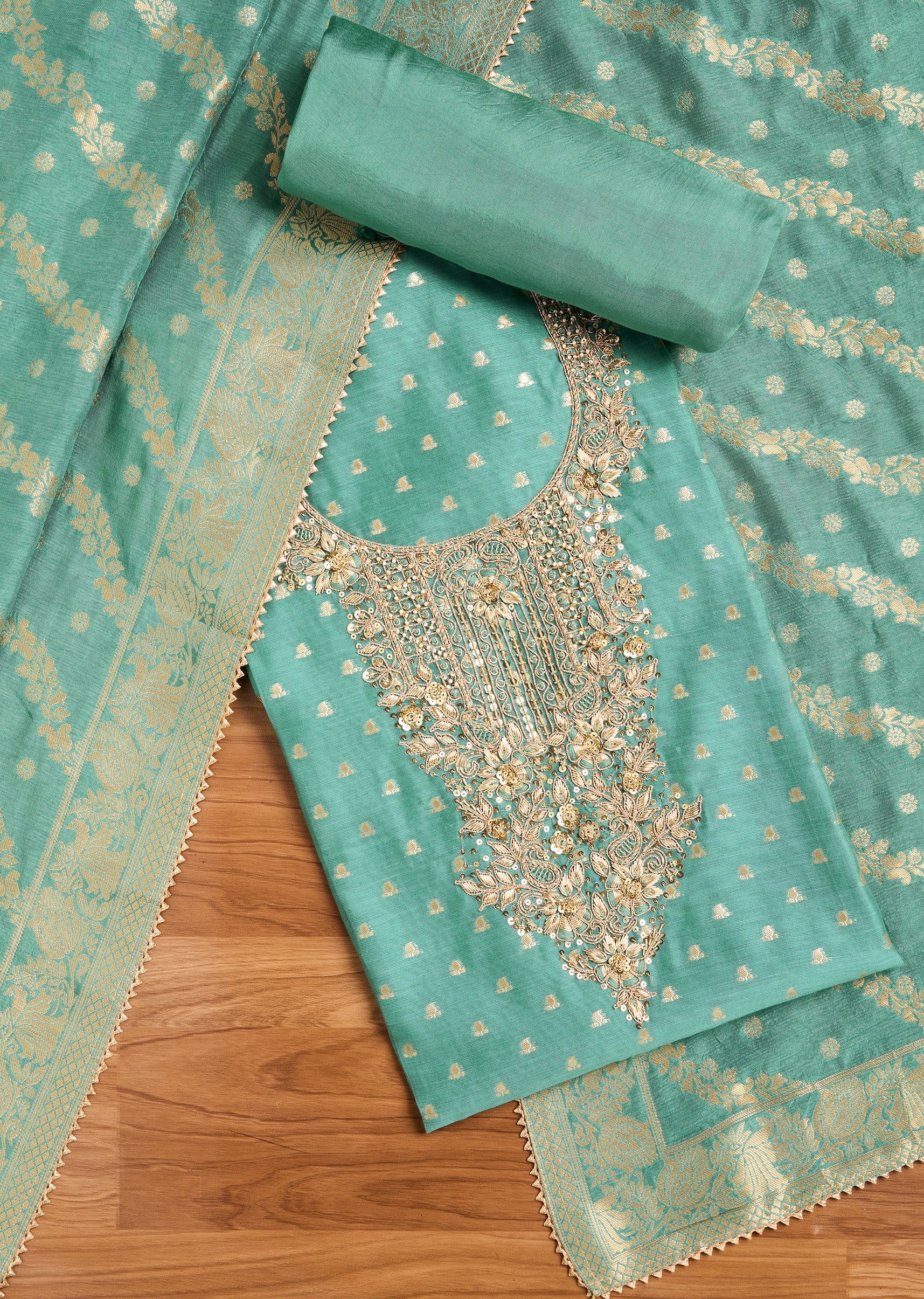 6435-unstitched-blue-chanderi-suit-with-matching-dupatta-1.jpg Unstitched Blue Chanderi Suit with Matching Dupatta