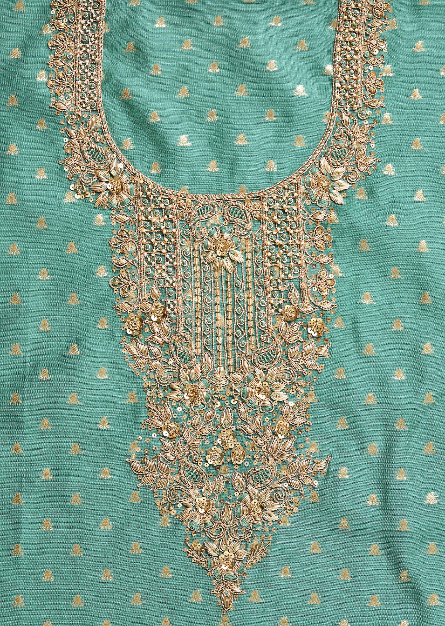 Unstitched Blue Chanderi Suit with Matching Dupatta