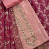 Pink Tissue Unstitched Suit with Contrast Dupatta