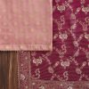 Pink Tissue Unstitched Suit with Contrast Dupatta