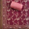 Pink Tissue Unstitched Suit with Contrast Dupatta
