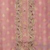 Pink Tissue Unstitched Suit with Contrast Dupatta
