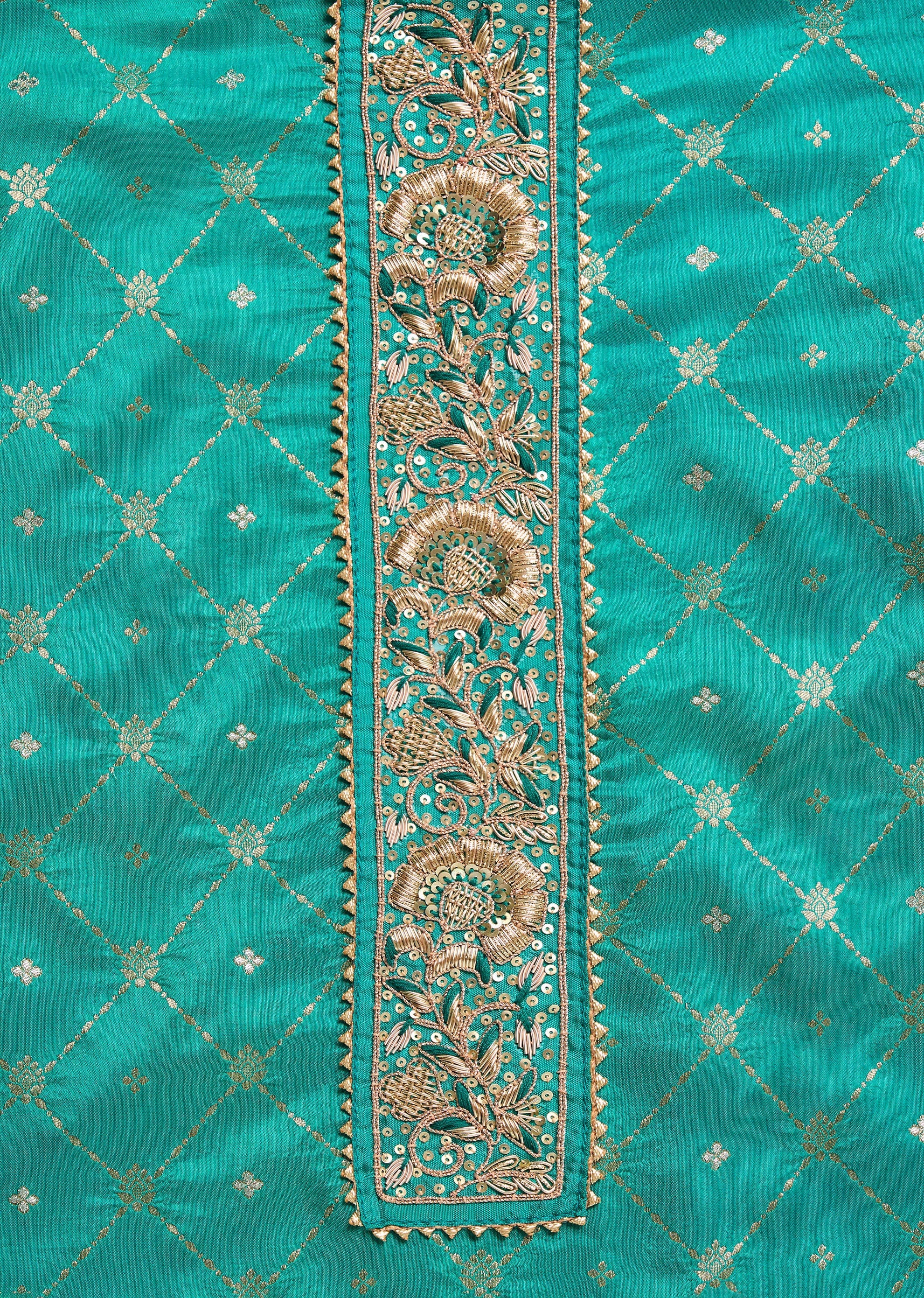 Noor Green Chanderi Unstitched Suit And Dupatta