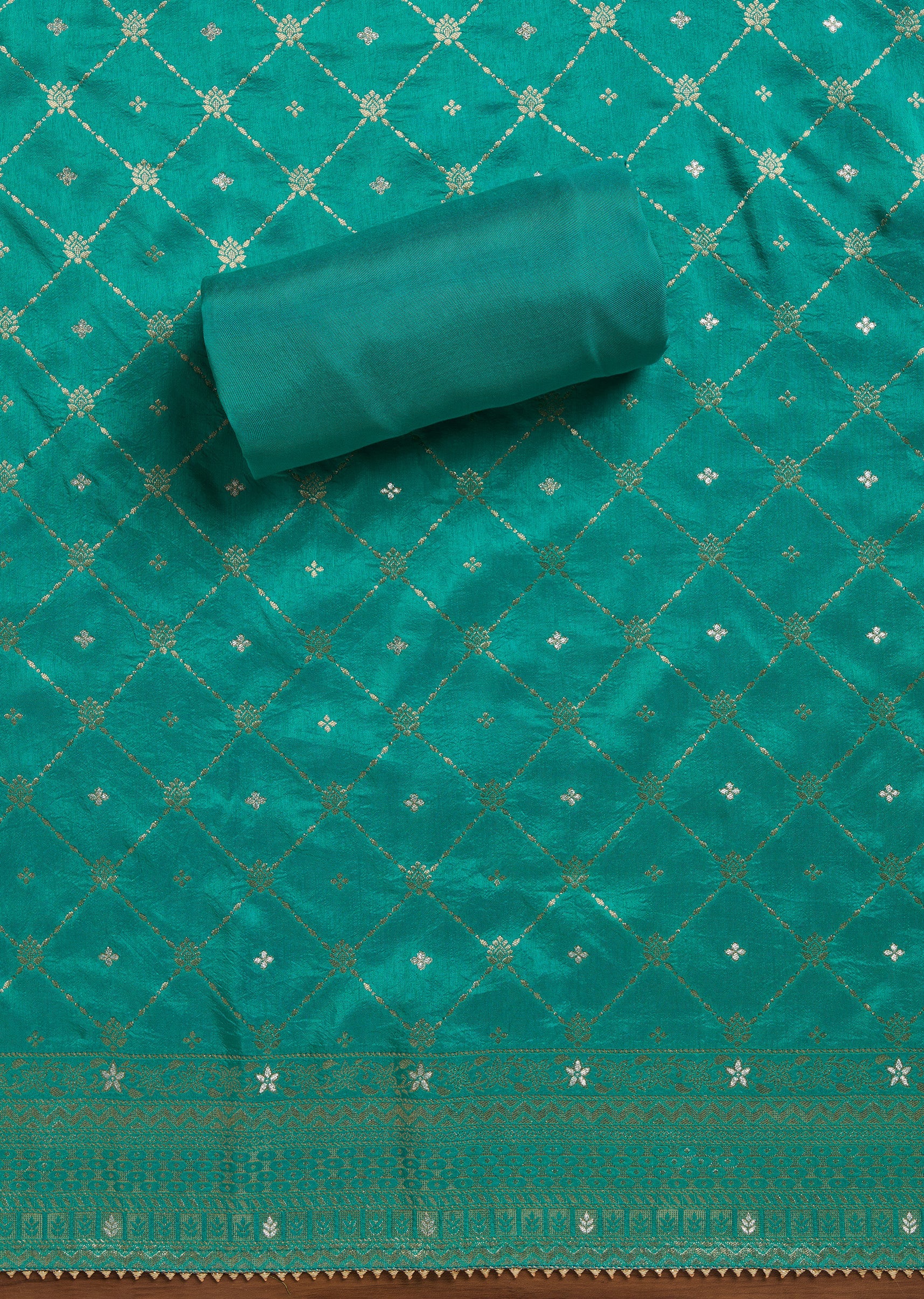 Noor Green Chanderi Unstitched Suit And Dupatta