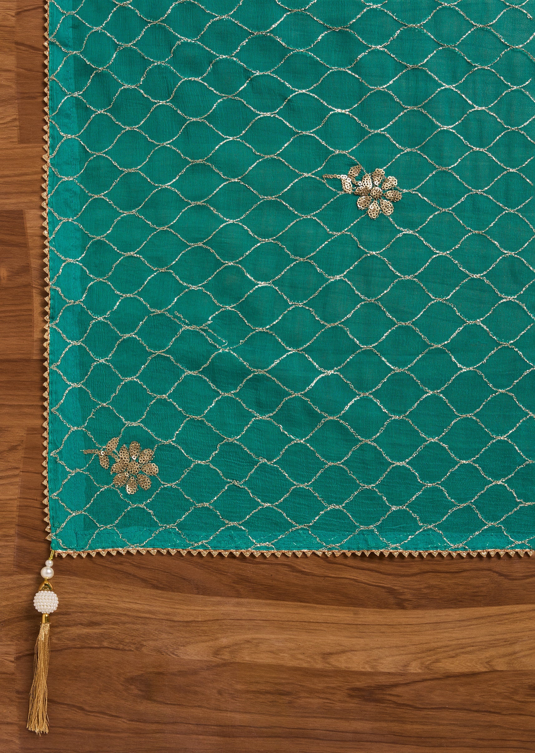 Noor Green Chanderi Unstitched Suit And Dupatta