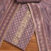 Purple Chanderi Unstitched Suit With Dupatta