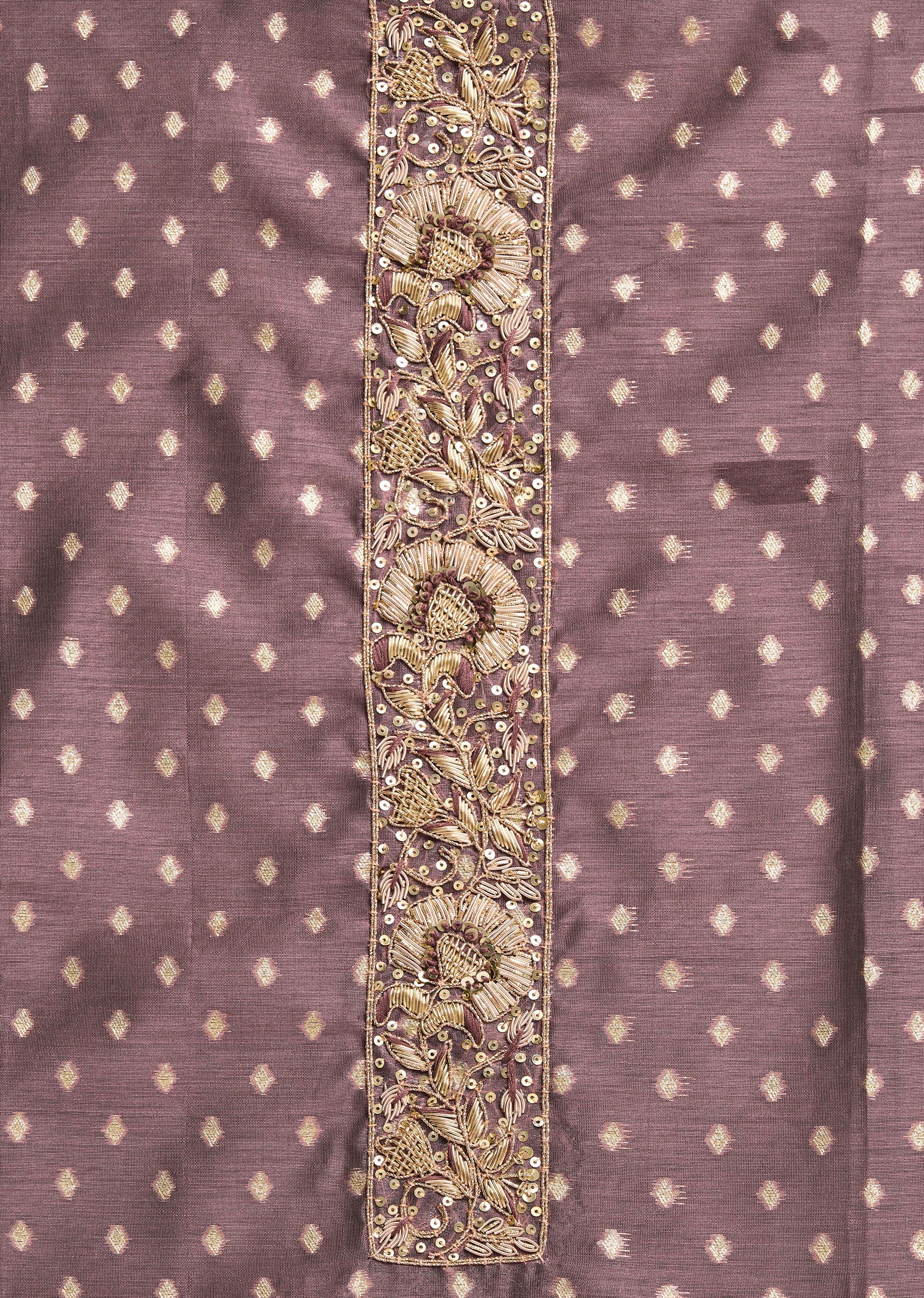Purple Chanderi Unstitched Suit With Dupatta
