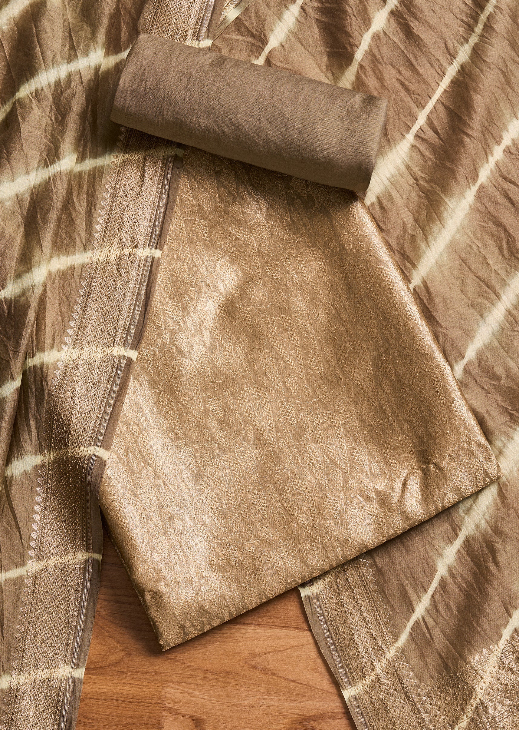 6440-brown-chanderi-unstitched-suit-with-dupatta-1.jpg Brown Chanderi Unstitched Suit With Dupatta
