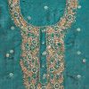 Peacock Blue Crepe Unstitched Suit With Dupatta and Bottom Fabric