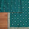 Peacock Blue Crepe Unstitched Suit With Dupatta and Bottom Fabric