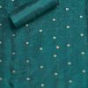 Peacock Blue Crepe Unstitched Suit With Dupatta and Bottom Fabric