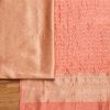 Peach Brocade Banarasi Unstitched Suit With Dupatta