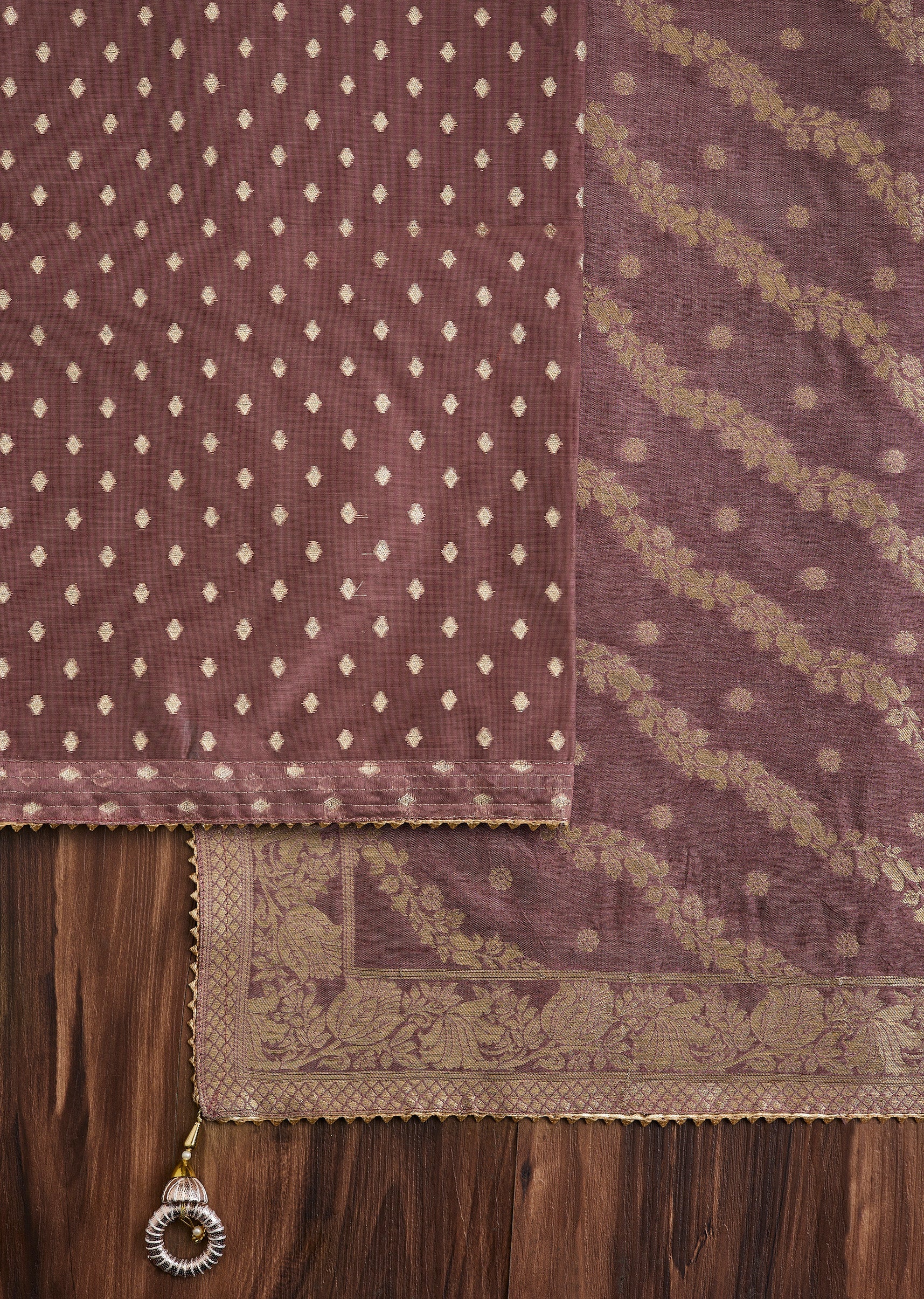 Maroon Chanderi Unstitched Suit