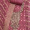 Purple Embroidered Chanderi Unstitched Suit