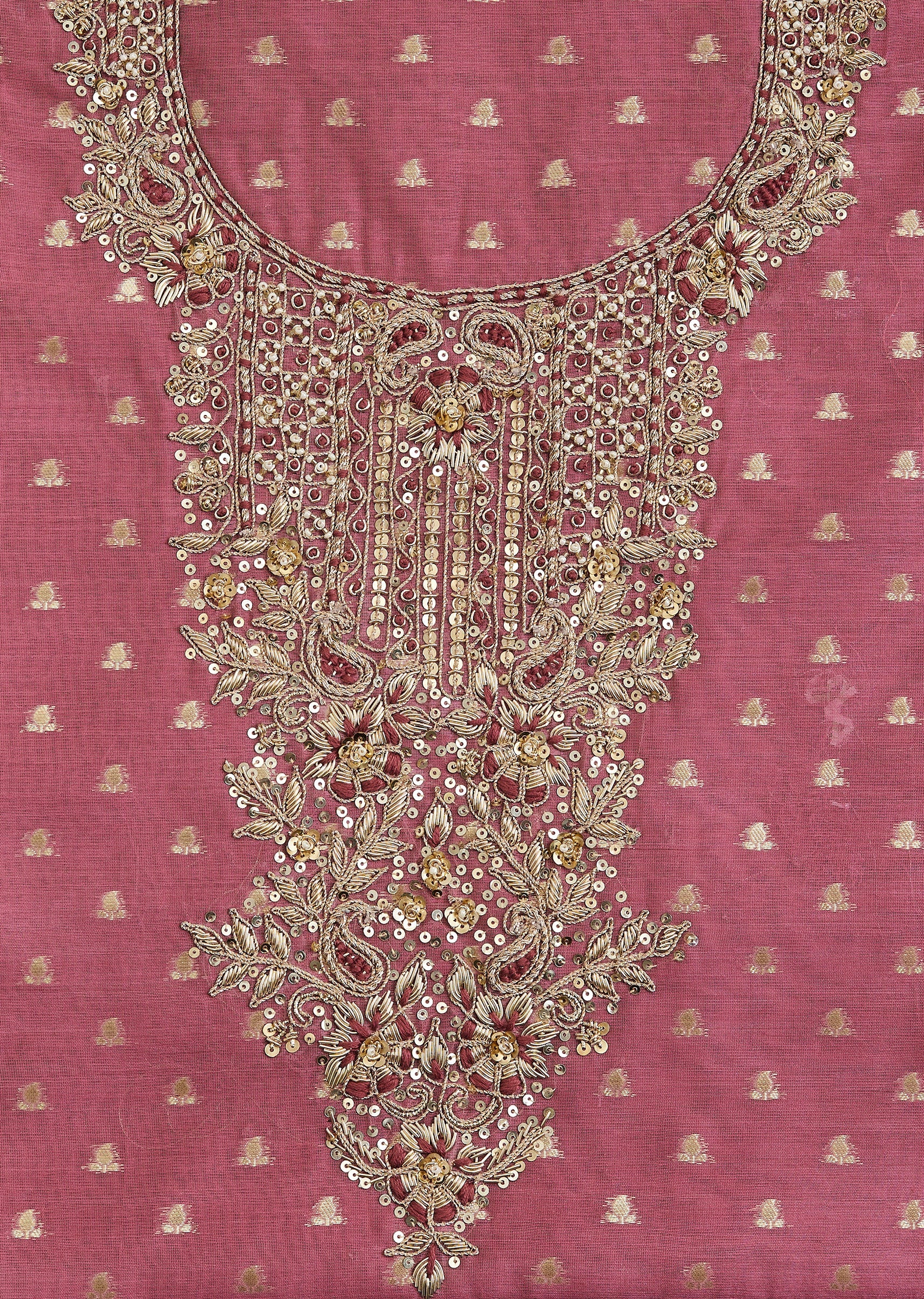 Purple Embroidered Chanderi Unstitched Suit