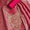 Rani Pink Tissue Unstitched Suit With Dupatta
