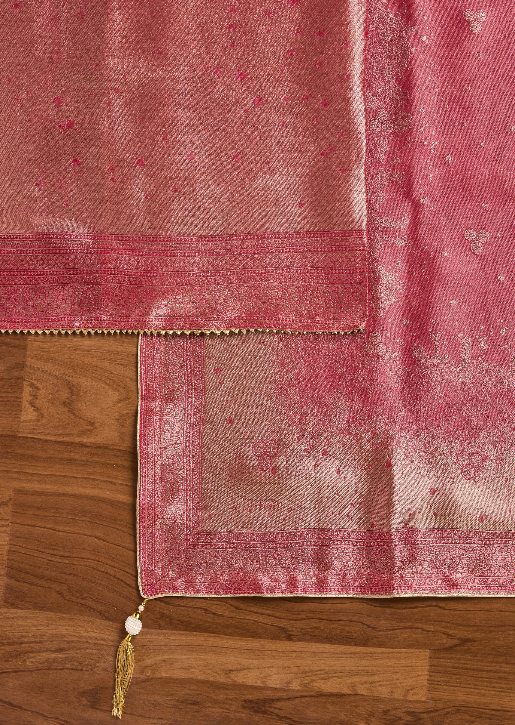 Rani Pink Tissue Unstitched Suit With Dupatta