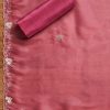 Pink Satin Unstitched Suit With Dupatta