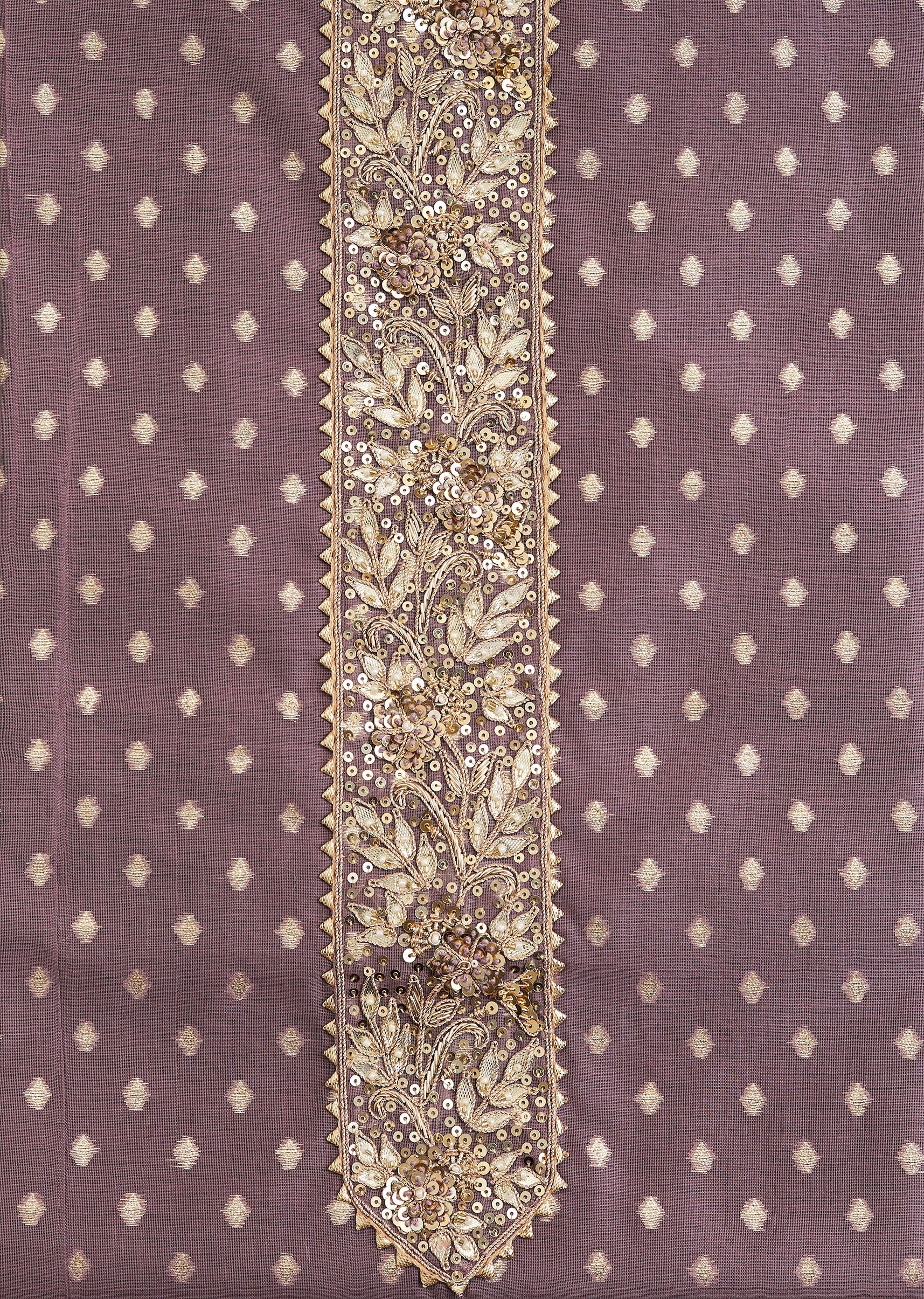 Purple Intricate Embroidered Chanderi Unstitched Suit