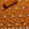 Rust Satin Unstitched Suit With Dupatta