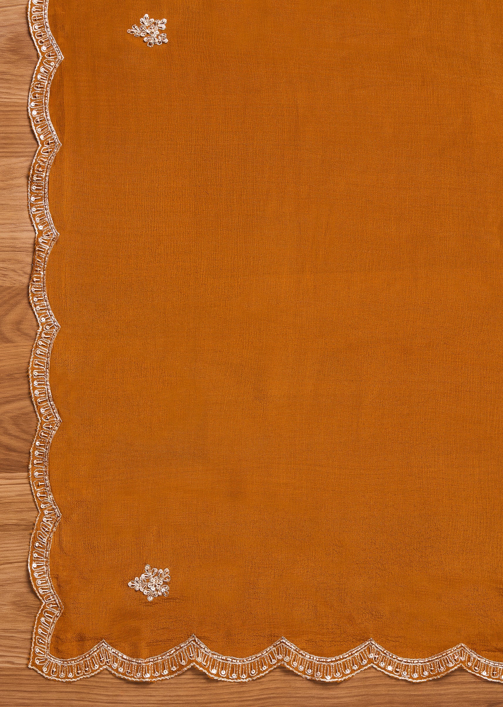 Rust Satin Unstitched Suit With Dupatta