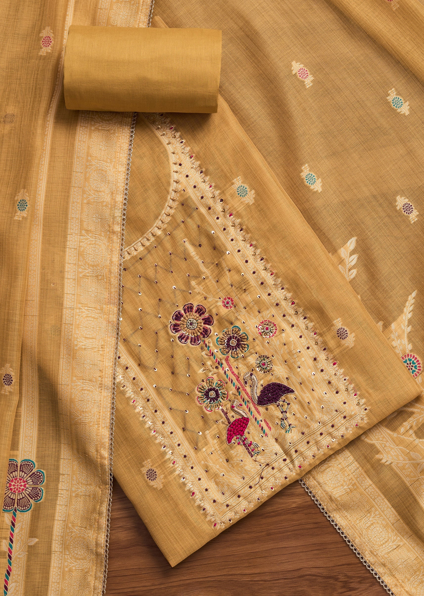 6454-yellow-cotton-unstitched-suit-1.jpg Yellow Cotton Unstitched Suit