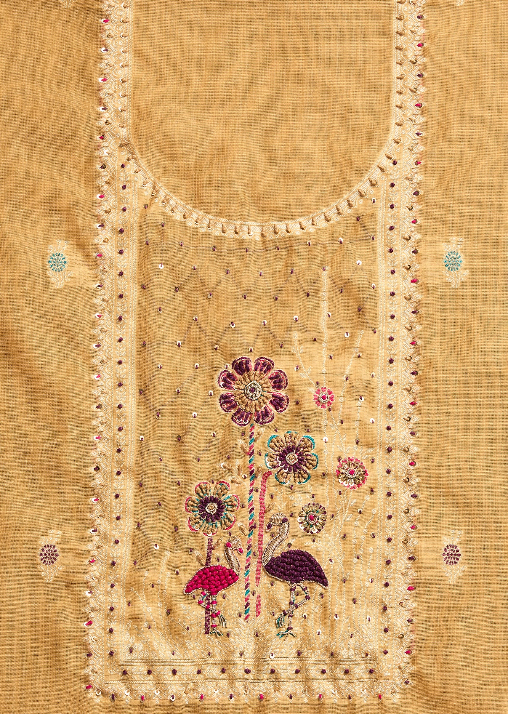 Yellow Cotton Unstitched Suit