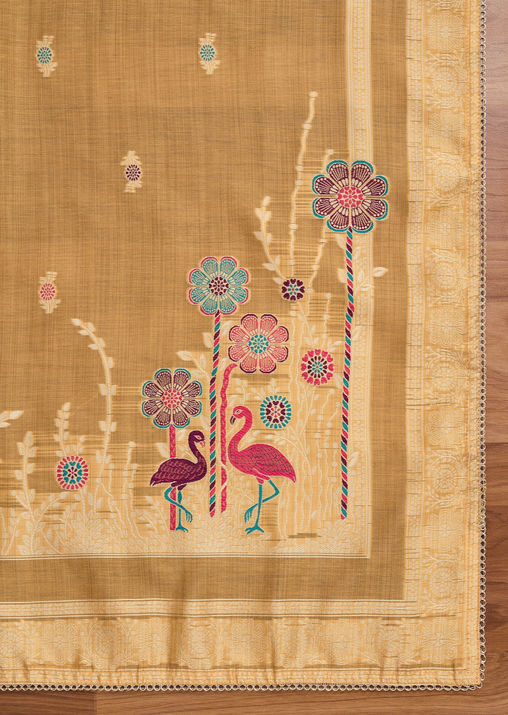 Yellow Cotton Unstitched Suit
