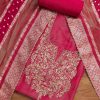 Rani Pink Crepe Unstitched Suit With Dupatta and Bottom Fabric